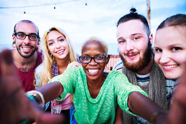 istock Beach Summer Party Togetherness Selfie Concept 488545482