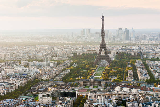 istock Eiffel tower aerial view - Paris Skyline 488549458