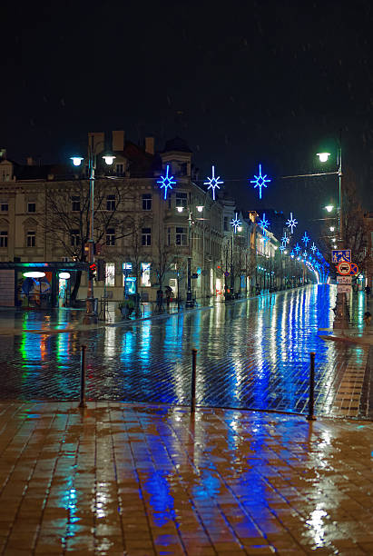 istock Illuminated Gediminas avenue with christmas decoration 488555778