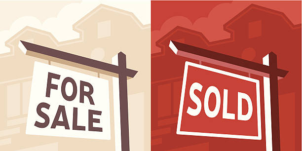 Real Estate Real estate sign background concepts. EPS 10 file. Transparency effects used on highlight elements. buy single word stock illustrations