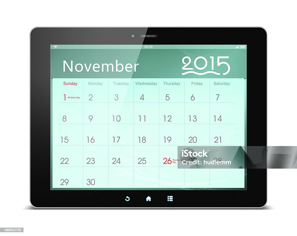 2015 년 11월 캘린더 디지털 태블릿 - 로열티 프리 0명 스톡 사진