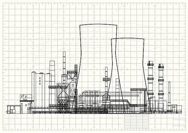 Vector illustration of Power Station Blueprint