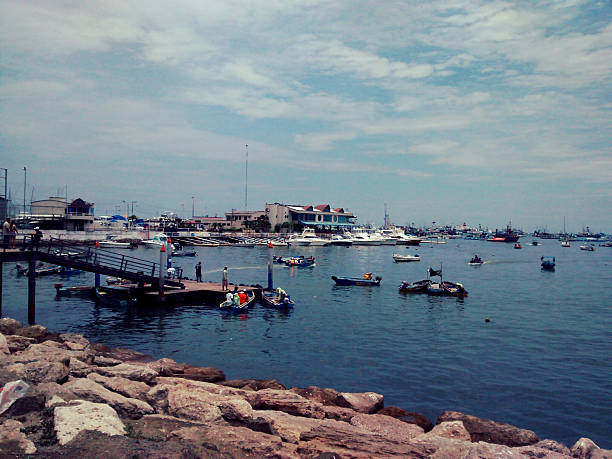 Dock with luxury yachts, fishing boats, and sailing vessels