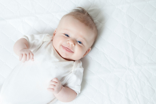Cute infant girl on white background
