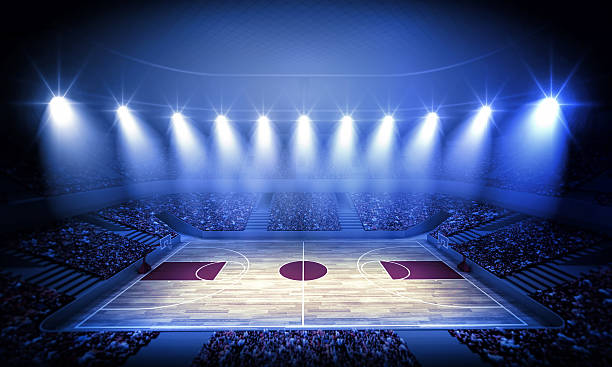 Basketball arena An İmaginary basketball stadium is modelled and rendered. scoreboard stadium sport seat stock pictures, royalty-free photos & images