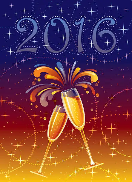 Vector illustration of New Year holiday champagne background