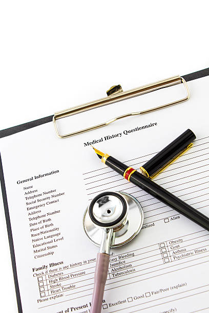 istock Medical history questionnaire clipboard 488561527