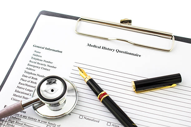 istock Medical history questionnaire clipboard 488561719