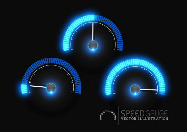 Power Gauge Meter Stages Speed, power and / or fuel gauge meter stages. Vector illustration speedometer stock illustrations