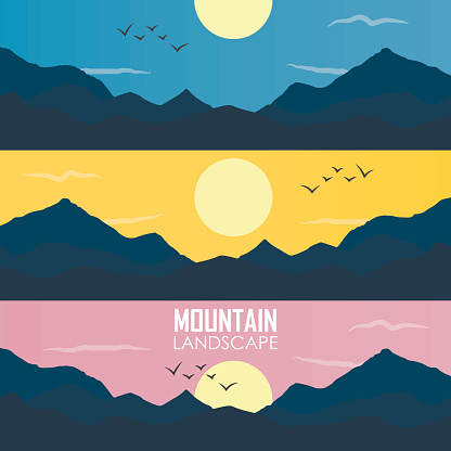 Panorama vector illustration of mountain ridges. based on the Smokey Mountains