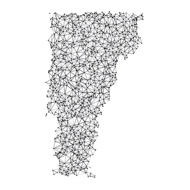 Vector illustration of Vermont Map Network Black And White