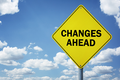 Changes ahead road sign concept for business development, progress, choice and direction