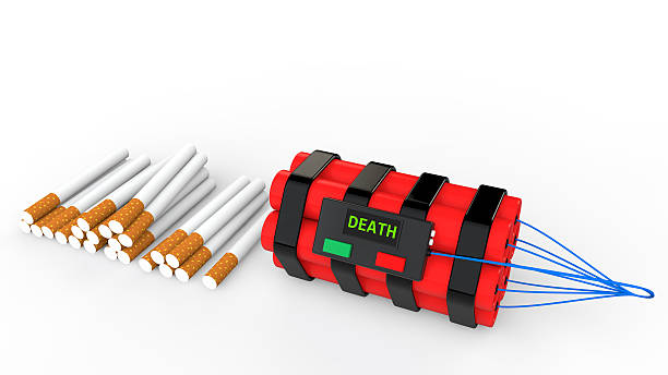 3 d сигарет и бомба с часовым механизмом - dynamite smoking cigarette cancer стоковые фото и изображения