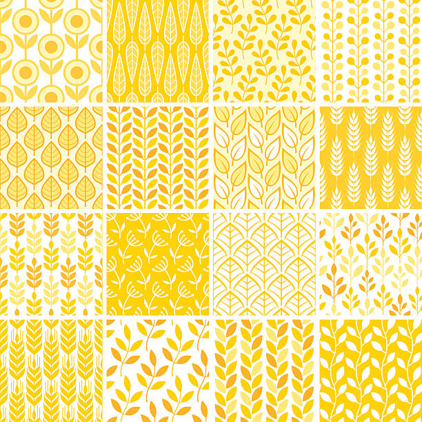 Seamless floral pattern set Sixteen seamless floral pattern set wheat backgrounds stock illustrations