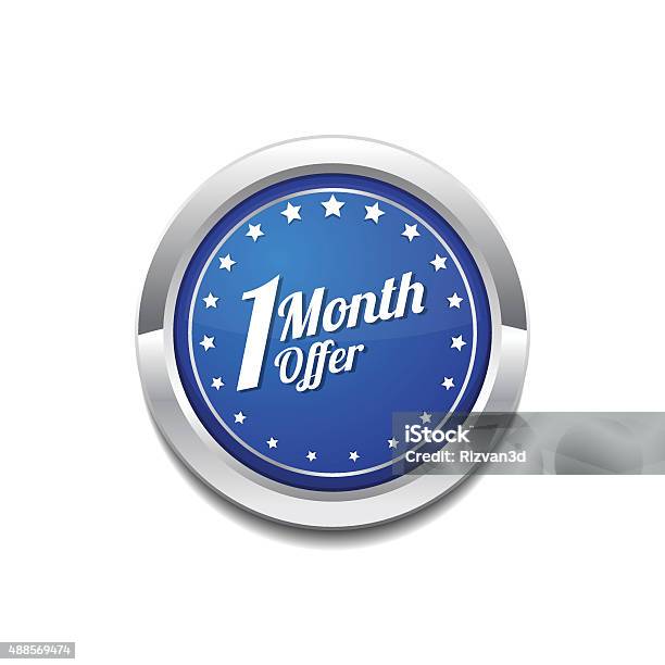 1 Month Offer Blue Vector Icon Button Stock Illustration - Download Image Now - 2015, Accessibility, Blue