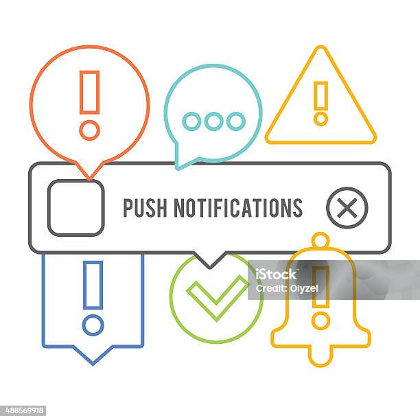 Push Notifications Linear Elements Set Background Stock Illustration ...