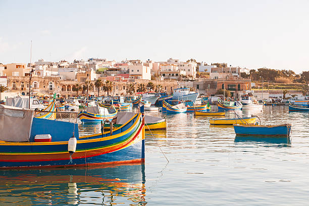 istock Colorful typical boats in Marsaxlokk, Malta. 488570650