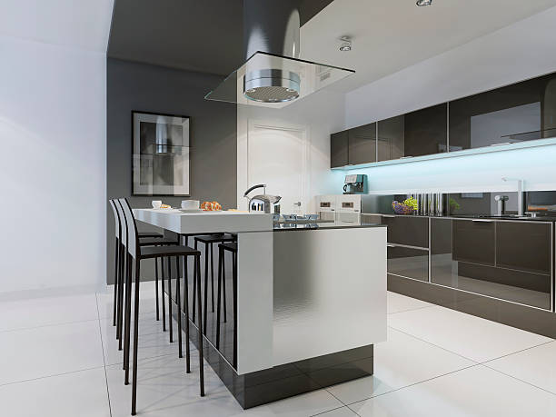 istock Design of modern kitchen with island 488571032
