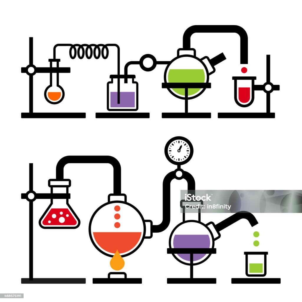 Chemistry Laboratory Infographic Chemistry Laboratory Infographic with Some Reaction. Vector Abstract stock vector