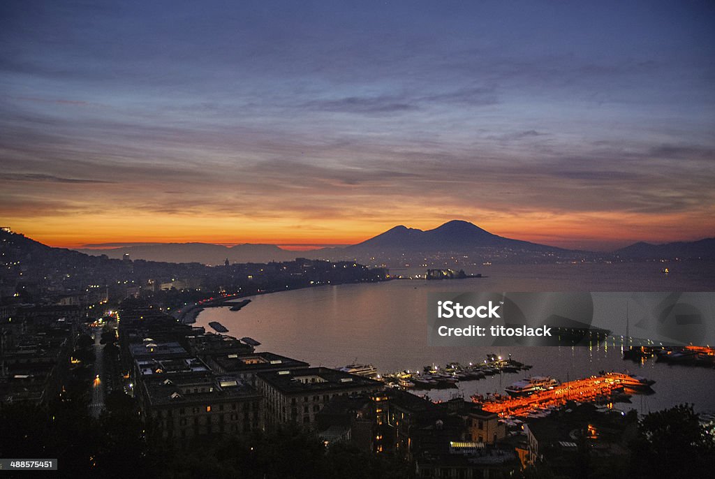 Early Moring over Naples The rising sun of over Naples and Mt. Vesuvius Naples - Italy Stock Photo