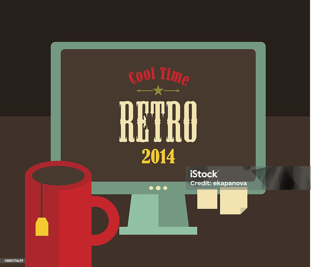 Retro Line Computer Lock Screen Computer Screen I Retro Colors Stock Illustration - Download Image Now ...