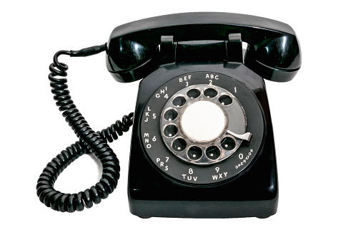 Vintage Rotary Dial Black Telephone Isolated