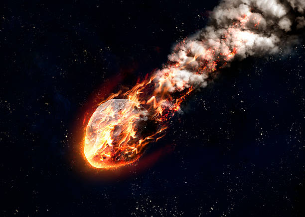 Meteor glowing as it enters the Earth's atmosphere Meteor glowing as it enters the Earth's atmosphere. Elements of this image furnished by NASA asteroid belt photos stock pictures, royalty-free photos & images