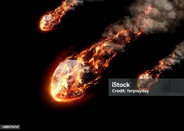 Meteor Glowing As It Enters The Earths Atmosphere Stock Photo - Download Image Now - 2015, Asteroid, Astronomy