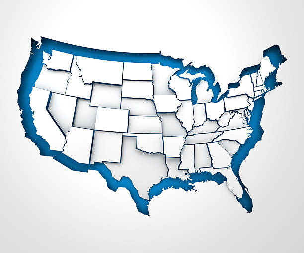 istock USA paper map with individual states, 3d render 488577179