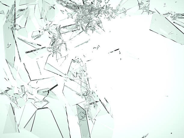 istock Pieces of demolished or Shattered glass on white 488577689