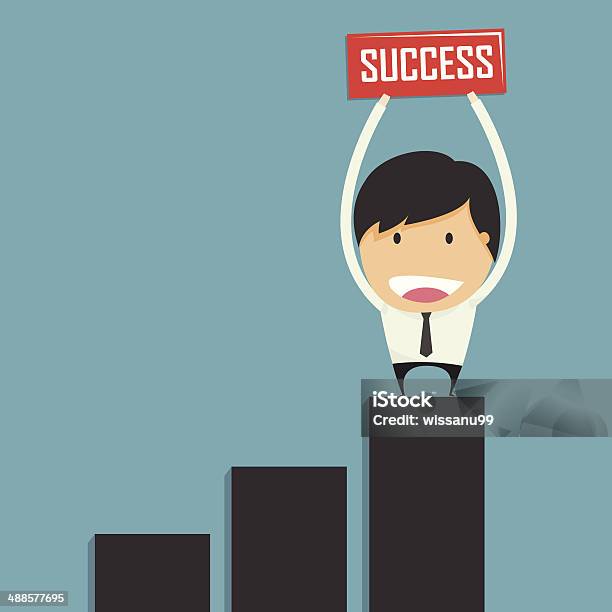 Successful Businessman Holds A Sign Business Concept Vector Stock Illustration - Download Image Now
