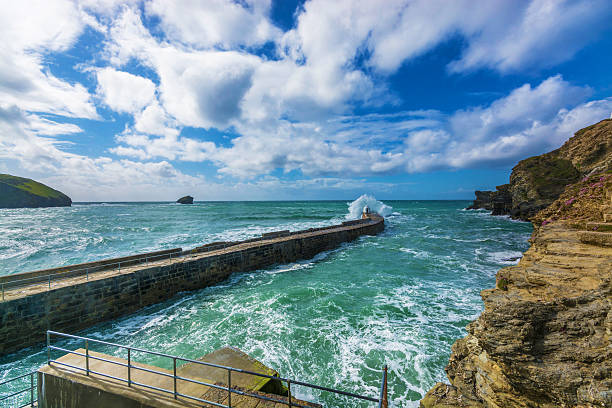 istock portreath fishing harbor breakwater at Cornwall 488577764