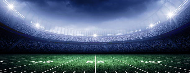 americano stadium - football american football sport football field foto e immagini stock