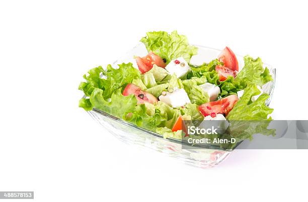 Salat Isolated On White Background Stock Photo - Download Image Now - Appetizer, Cheese, Close-up