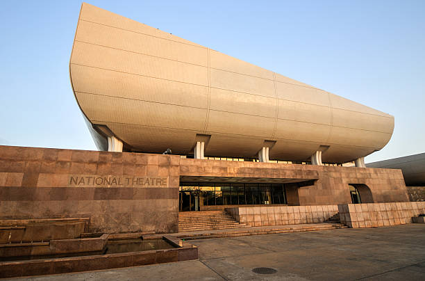 Accra, Ghana - April 29, 2012: The National Theatre, opened in 1992 and located in the Victoriaborg district of Accra, Ghana, was built by the Chinese and offered as a gift to Ghana.