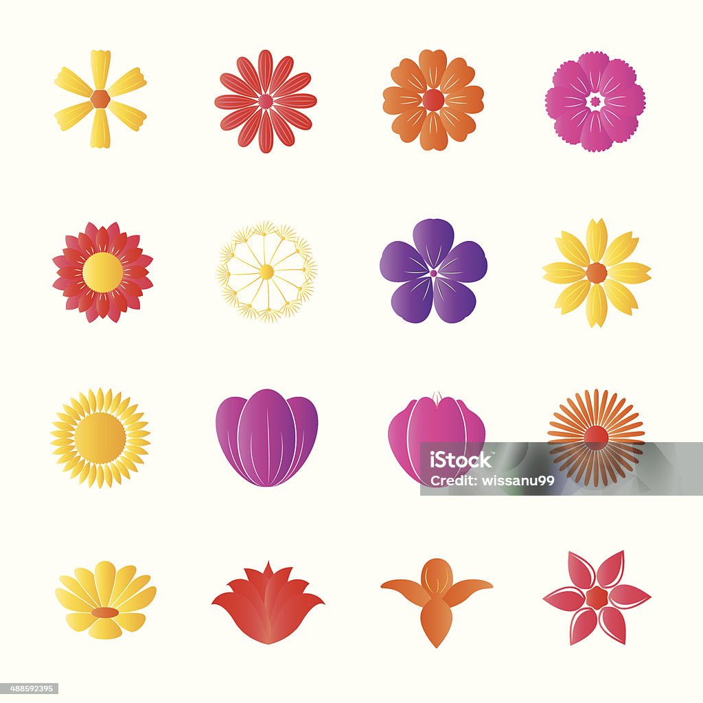 Flower Colorful Icons Stock Illustration - Download Image Now - Daisy ...