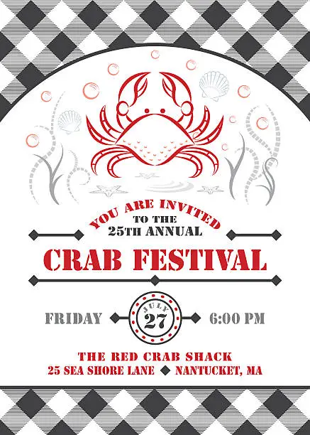 Vector illustration of Crab Fest Invitation