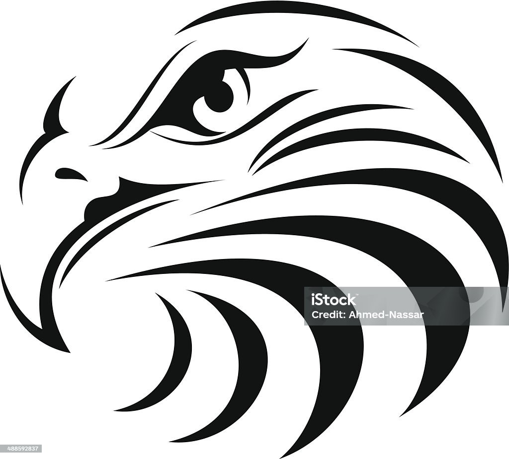 Eagle Face silhouette illustration vector for great eagle silhouette Hawk - Bird stock vector
