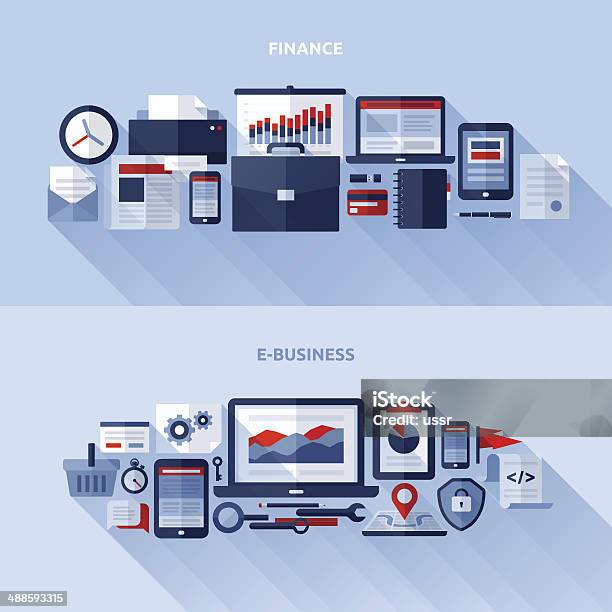 Flat Vector Design Elements Of Finance And Ebusiness Stock Illustration - Download Image Now