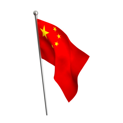 chinese flag isolated on white background