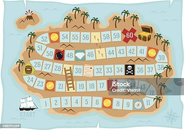 Treasure Island Board Game Stock Illustration - Download Image Now - Board Game, Treasure Map, Pirate - Criminal