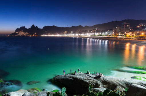 Night view of Ipanema in Rio de Janeiro, Brazil