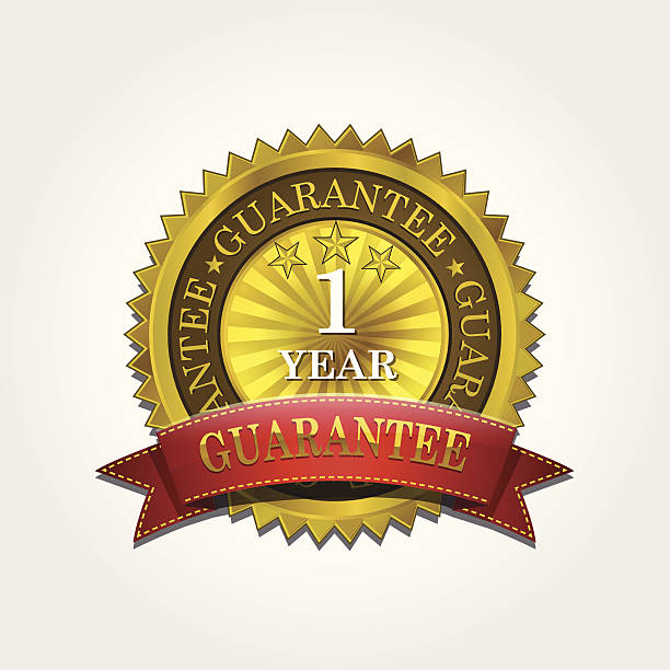 ilustrações de stock, clip art, desenhos animados e ícones de gold de 1 ano de garantia selo - number certificate number 3 year