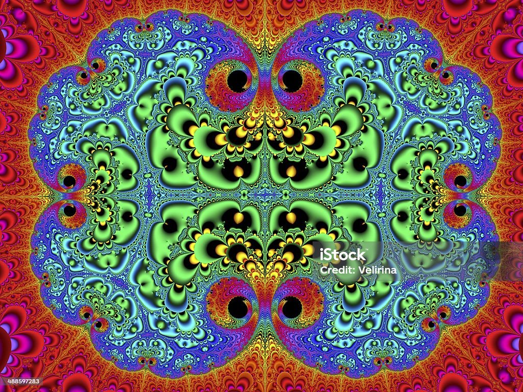 Mô Hình Fractal Đối Xứng Như Thảm Bảng Màu Xanh Và Đỏ Hình minh ...