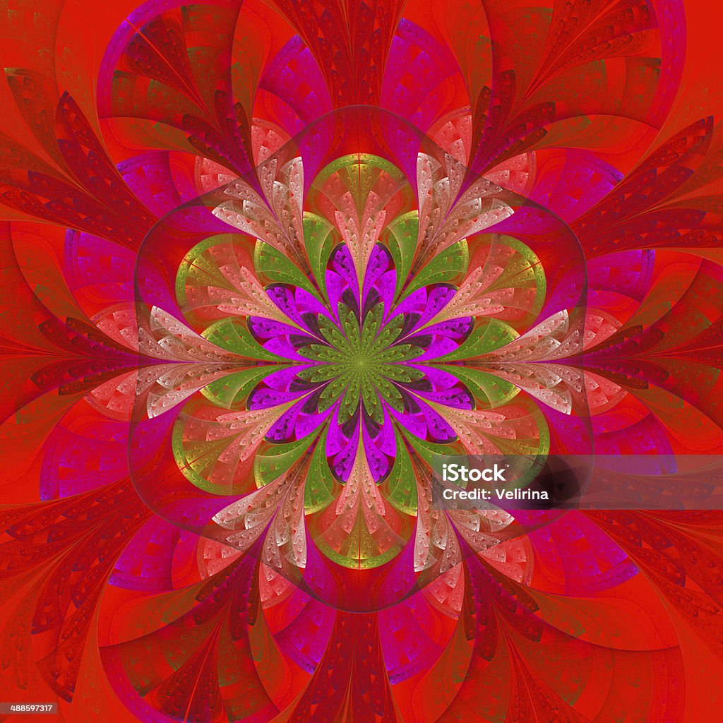 Red Symmetrical Pattern Symmetrical Pattern In Stainedglass Window Style Red Palette Stock ...
