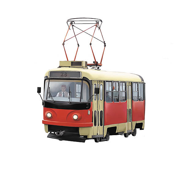 istock Illustration of old trolleybus isolated on white background 488597741