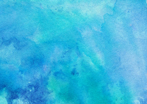 Vivid blue textured background hand painted on paper stock photo