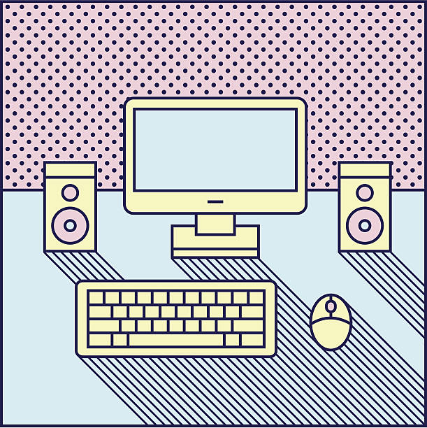 色のコンピュータ - wallpaper retro revival computer keyboard computer monitor点のイラスト素材／クリップアート素材／マンガ素材／アイコン素材