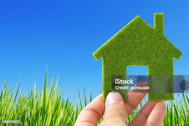 Eco House Icon Concept Stock Photo - Download Image Now - 2015, Abstract, Built Structure