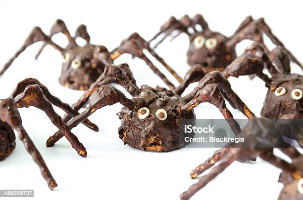 Chocolate Homemade Spiders Isolated On White Background Stock Photo - Download Image Now